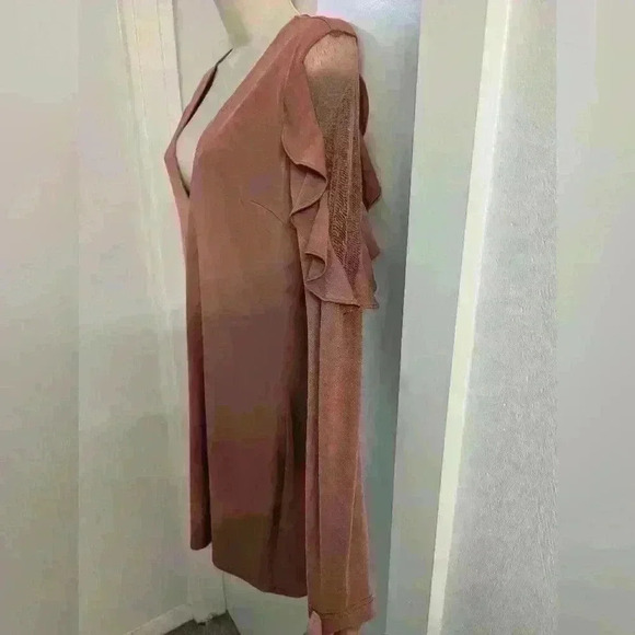 Express Mauve Bodycon Ruffle and Lace Sleeve Dress Size M - Picture 4 of 12